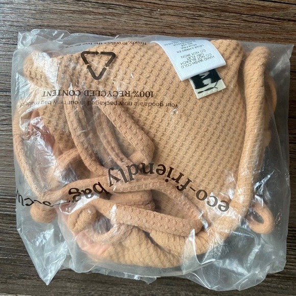 Dippin Daisy's Bikinis Chase Terry Triangle Bikini Top Peach XS NWT Beach Resort - Picture 2 of 6